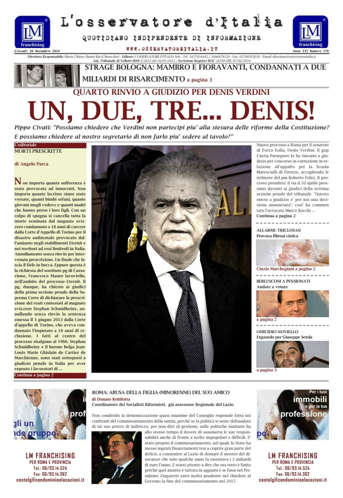 L'osservatore d'Italia edizione del 20 Novembre 2014